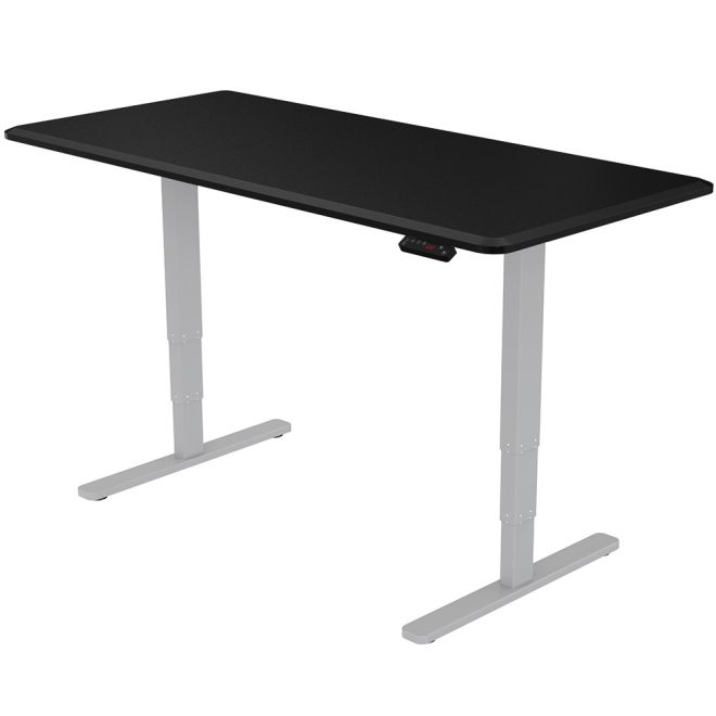 FORTIA Standing Desk 62-128cm Height, 2 Motors, 120KG Load, Frame – 150×70 cm, Black and Silver