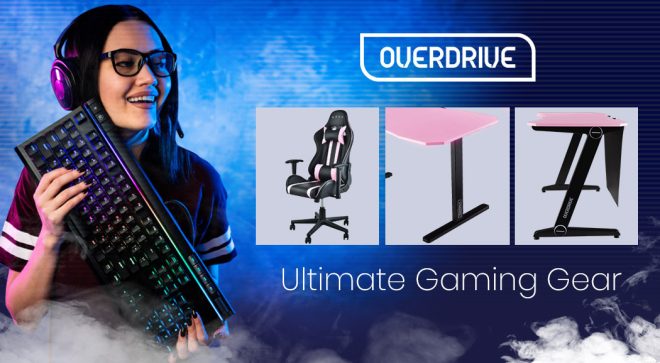 OVERDRIVE Reclining Pink Gaming Chair Office Computer Ergonomic Racing Seat