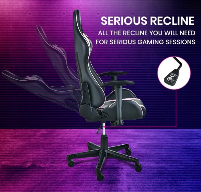 OVERDRIVE Reclining Pink Gaming Chair Office Computer Ergonomic Racing Seat