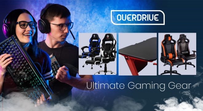 OVERDRIVE Gaming Desk 120cm PC Table Setup Computer Carbon Fiber Style – Black