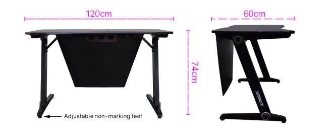 OVERDRIVE Gaming Desk 120cm PC Table Setup Computer Carbon Fiber Style – Black