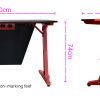 OVERDRIVE Gaming Desk 120cm  Computer PC LED Lights Carbon Fiber Look – Black and Red