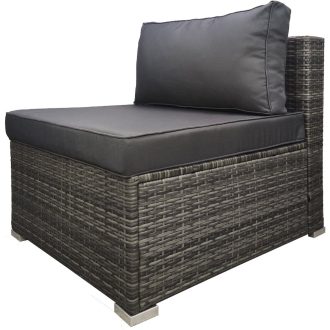 LONDON RATTAN 1 Seater Outdoor Sofa Modular Lounge Chair, Grey