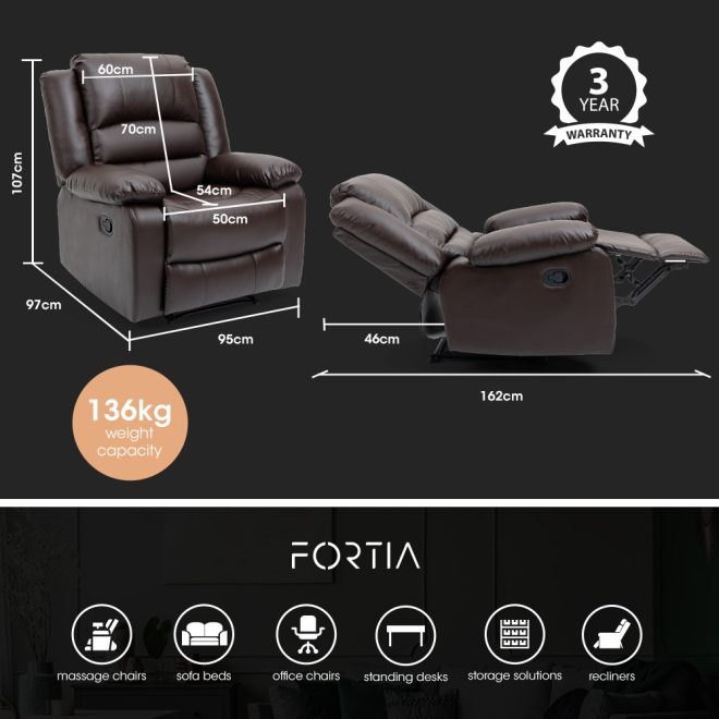 FORTIA Elderly-Friendly Luxury Recliner Chair – Brown