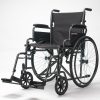 Equipmed 24 Inch Folding Bariatric Wheelchair, XL Wide Design, 136kg Capacity, Park Brakes, Retractable Armrests, Dark Grey Hammertone