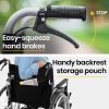 EQUIPMED Extra-Wide Folding Wheelchair, Aluminium Frame, 150kg Capacity, 24 Inch Wheels, Park Brakes, Black