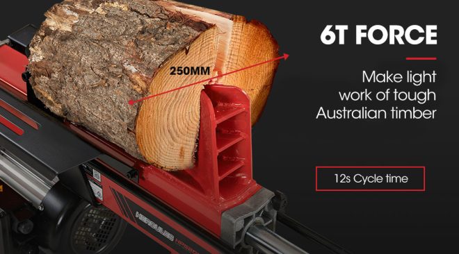 BAUMR-AG 6 Ton Electric Log Splitter 6T Hydraulic Firewood Wood Timber Block Cutter Small Machine