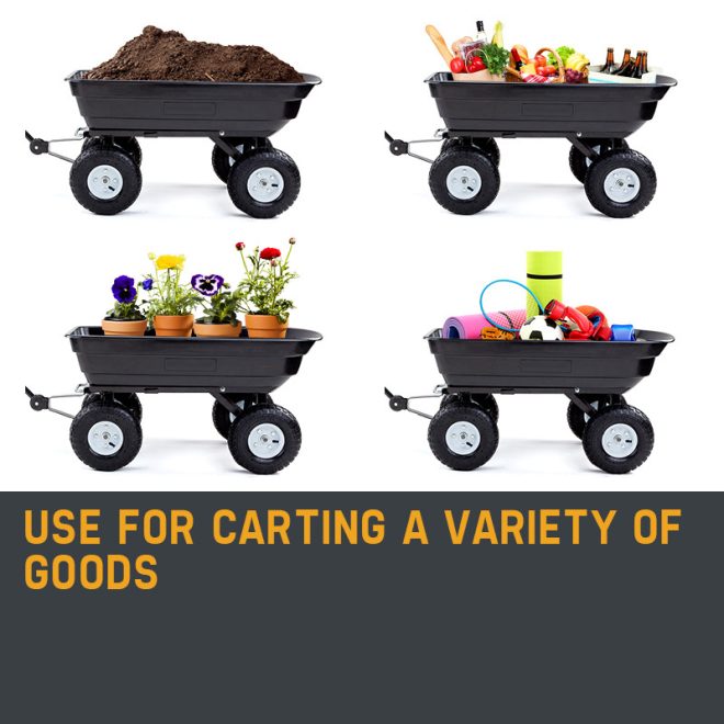 PLANTCRAFT 250kg Poly Pull Dump Cart Garden Hand Trailer Wagon Lawn Wheelbarrow