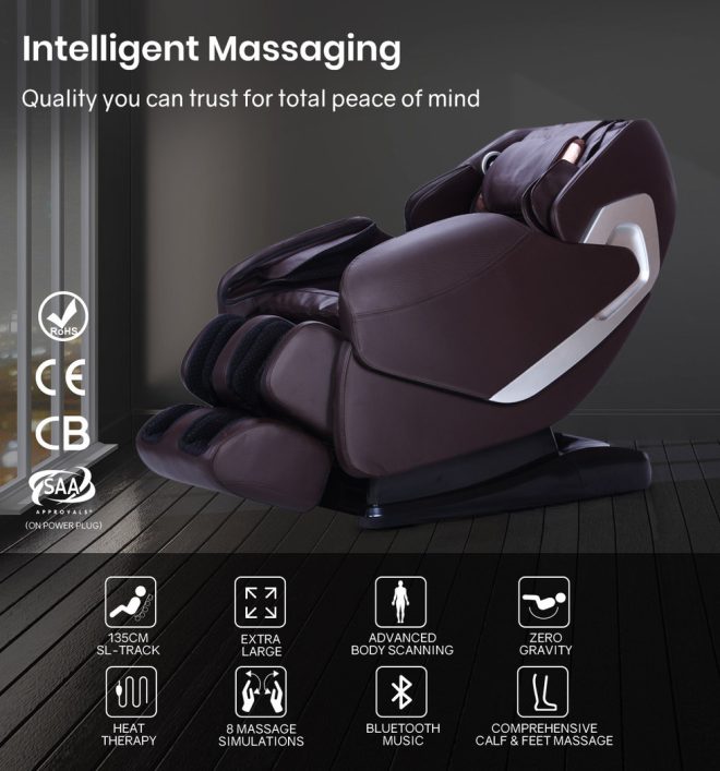 FORTIA Electric Massage Chair Full Body Shiatsu Recliner Zero Gravity Heating Massager, Remote Control. – Dark Crimson