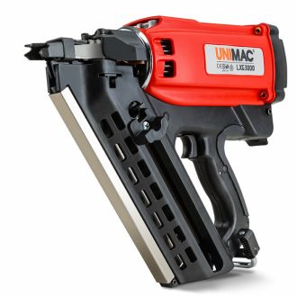 UNIMAC LXG3000 50-90mm 34-Deg Cordless Gas Framing Nail Gun, Commercial Gas Nailer, with 2 Li-Ion Batteries