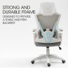 FORTIA Ergonomic Mesh Office Chair Computer Seat with Headrest Adjustable Recline – White and Grey