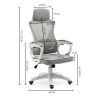 FORTIA Ergonomic Mesh Office Chair Computer Seat with Headrest Adjustable Recline – White and Grey