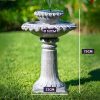 PROTEGE Solar Powered Water Feature Fountain Bird Bath with Lighting Light Grey