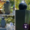 PROTEGE Solar Fountain Water Feature Outdoor Bird Bath with LED Lights – Charcoal