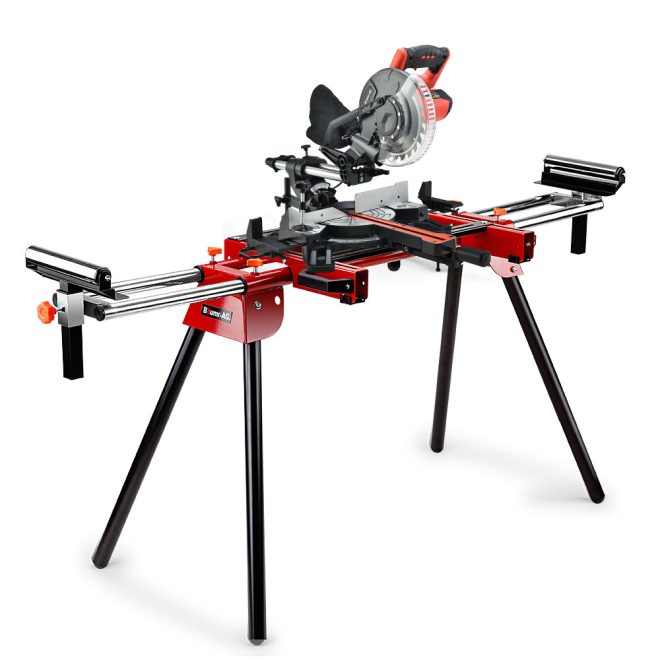 BAUMR-AG 210mm Sliding Compound Mitre Drop Saw and Adjustable Stand Combo