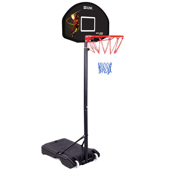 Dr.Dunk Basketball Hoop Stand System Kids Height Portable Adjustable Ring Net – Black