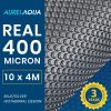 AURELAQUA 400 Micron Solar Thermal Blanket Swimming Pool Cover – 10×4 m, Blue and Silver