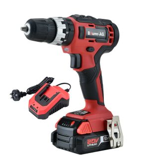 BAUMR-AG 20V Cordless Power Drill Kit Lithium Battery Hammer Drilling with Bag