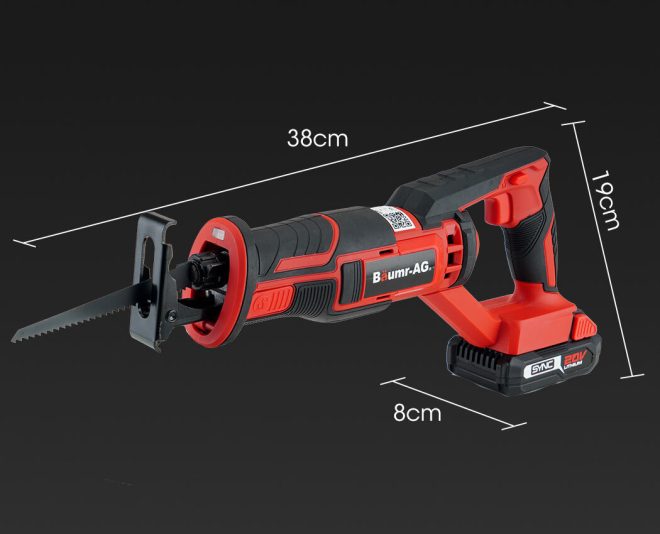 BAUMR-AG Reciprocating Saw 20V Cordless Lithium Electric Saber Recip w/ Battery