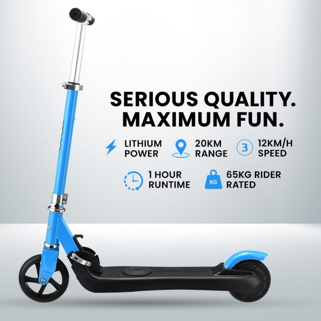 ROVO KIDS Electric Scooter Lithium Ride-On Foldable E-Scooter 125W Rechargeable – Blue