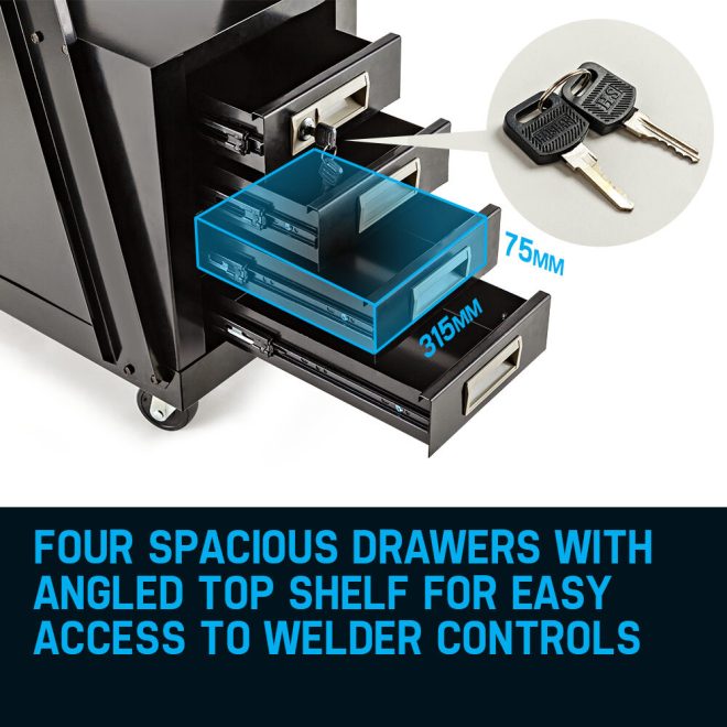 ROSSI Welding Trolley Cart Drawer Welder Cabinet MIG TIG ARC Plasma Cutter Bench