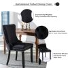 4x Velvet Upholstered Dining Chairs Tufted Wingback Side Chair with Studs Trim Solid Wood Legs for Kitchen