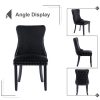 4x Velvet Upholstered Dining Chairs Tufted Wingback Side Chair with Studs Trim Solid Wood Legs for Kitchen