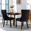 8x Velvet Upholstered Dining Chairs Tufted Wingback Side Chair with Studs Trim Solid Wood Legs for Kitchen