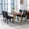 8x Velvet Upholstered Dining Chairs Tufted Wingback Side Chair with Studs Trim Solid Wood Legs for Kitchen