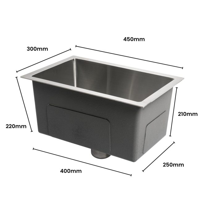 Kitchen Stainless Steel Sink 450mm x 300mm (Silver) AMR-KS-104-LH