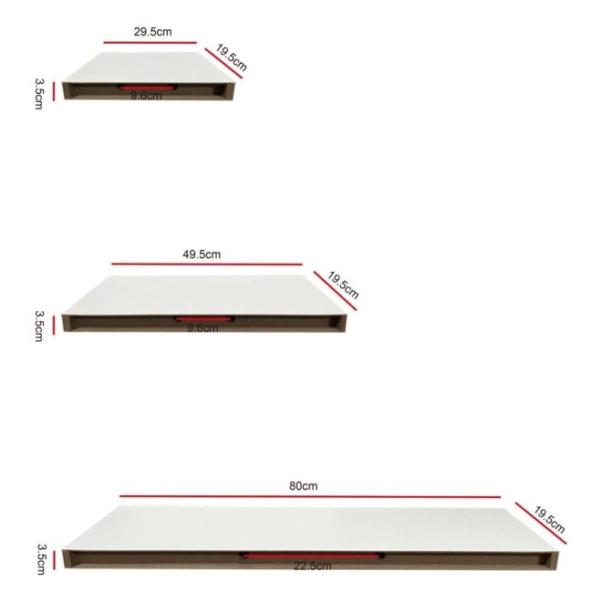 Ekkio Floating Shelf Set of 3 EK-WS-SH – White