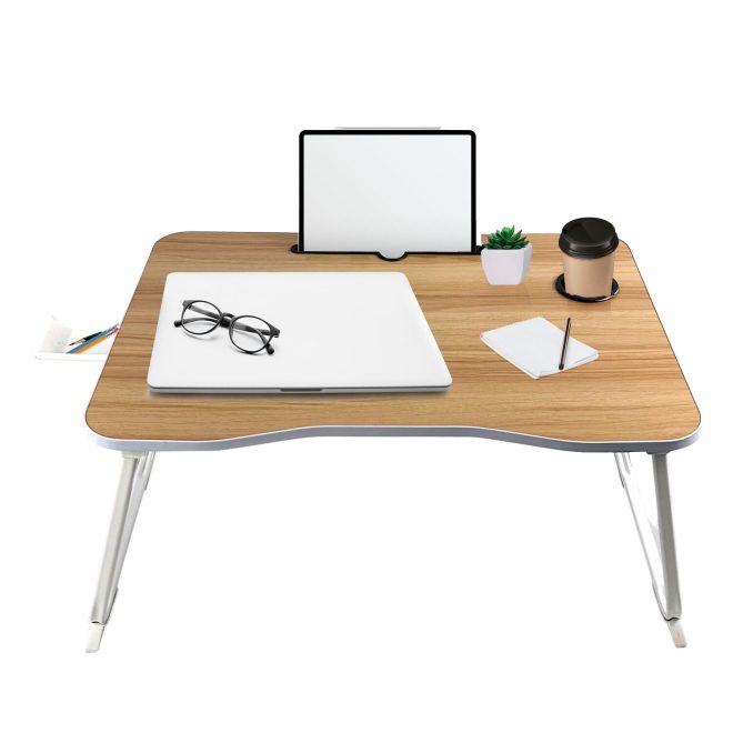 Extra Large Multifunctional Portable Bed Tray Laptop Desk (White Oak)