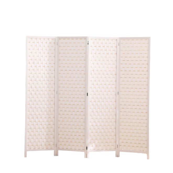 Braselton EKKIO 4-Panel Pine Wood Room Divider – White