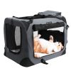 Dog Kennel Transport Box Folding Fabric Pet Carrier 60cm Grey