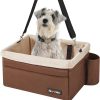 Dog Car Seat for Small Dogs up to 8kg with Adjustable Straps Removable Washable Fleece Liner and 4 Pockets Brown and Beige PBS042K01