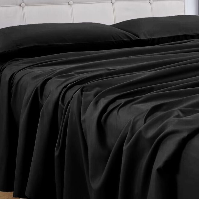 4 Pcs Bed Sheet Set 1000 Thread Count Ultra Soft Microfiber – Single (Black) GO-BS-110-XS