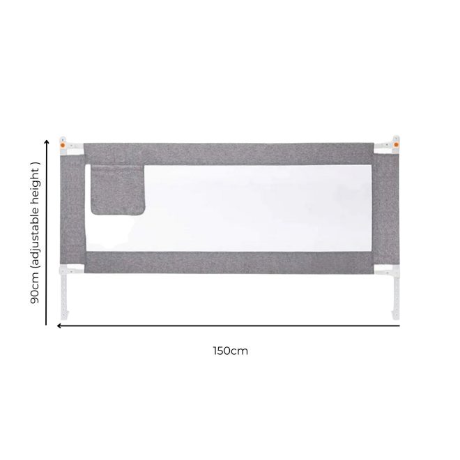 90CM Height Adjustable Folding Kids Safety Bed Rail (150X90CM Single Side 1 PCS, Grey) GO-SBR-102-JL