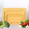 3 Pieces Bamboo Chopping Board with Stand Set Kitchen Cutting Wooden