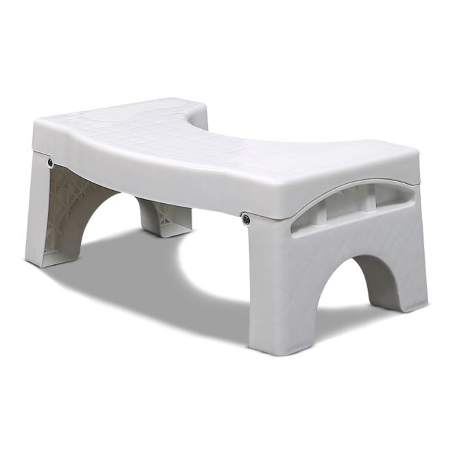 Foldable Toilet Step Stool with Non-Slip Base (White)