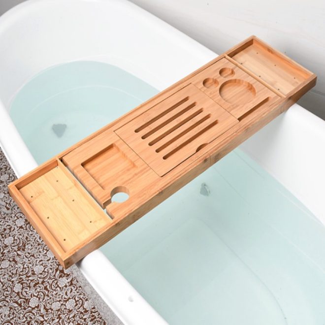 Expandable Bamboo Bathup Caddy Trays