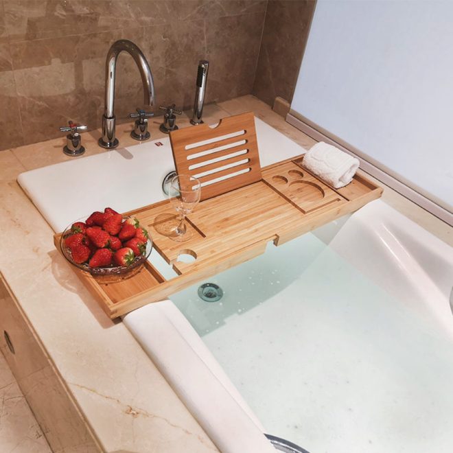 Expandable Bamboo Bathup Caddy Trays