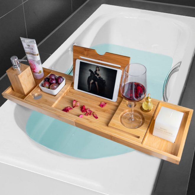 Expandable Bamboo Bathup Caddy Trays