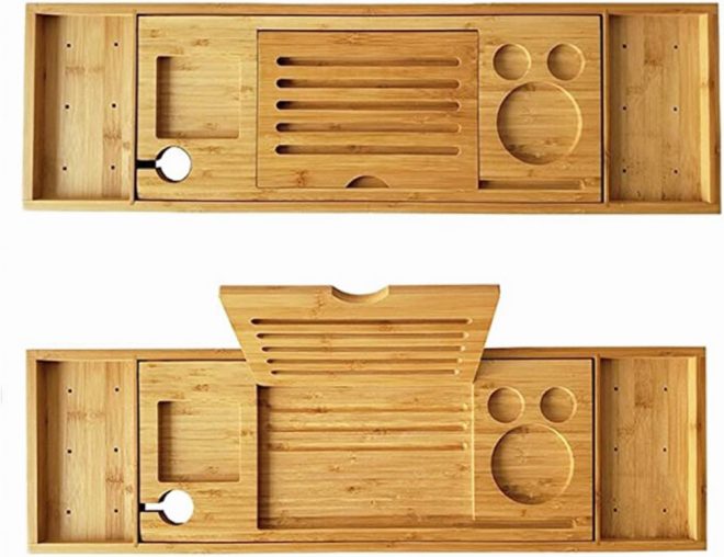 Expandable Bamboo Bathup Caddy Trays