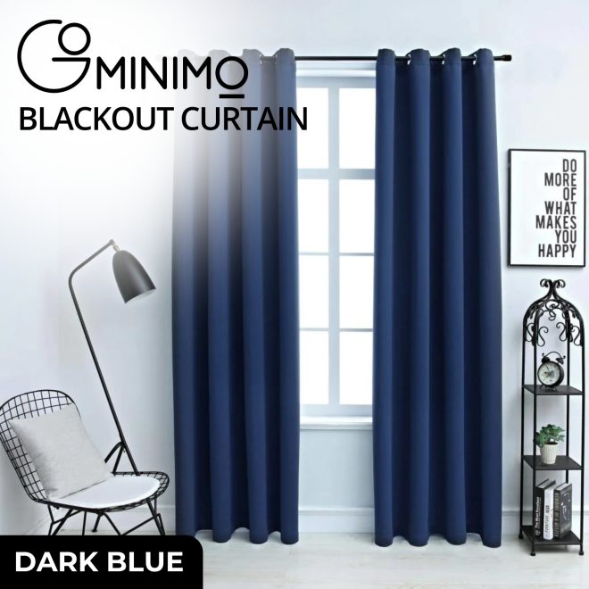 Blackout Window Curtains for Thermal Insulated Room (Set of 2, W132cm x D243cm, Dark Blue)