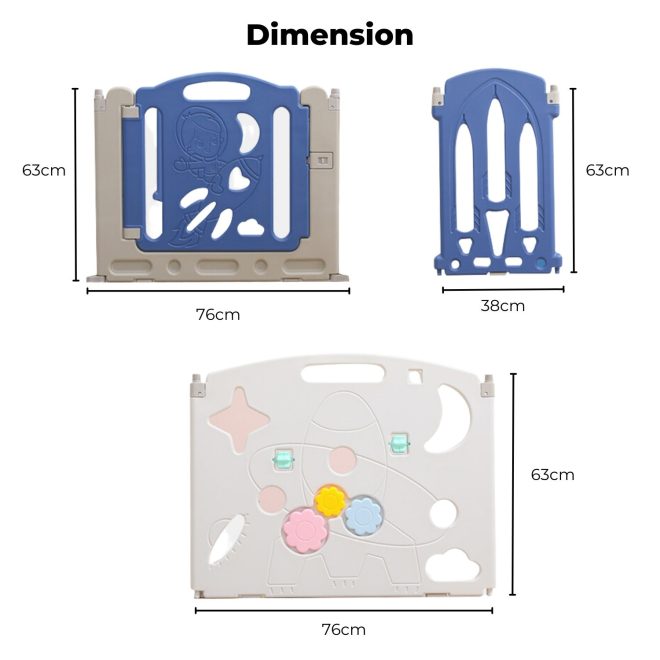 Foldable Baby Playpen with 22 Panels (White Blue)