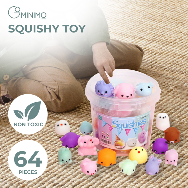 Mochi Squishy Toy 64pcs for Kids Party Favors GO-SQT-100-DD