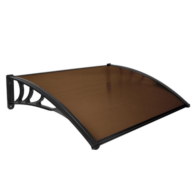 NOVEDEN Window Door Awning Canopy Outdoor UV Patio Rain Cover Tawny – 1×1.2 m, Brown