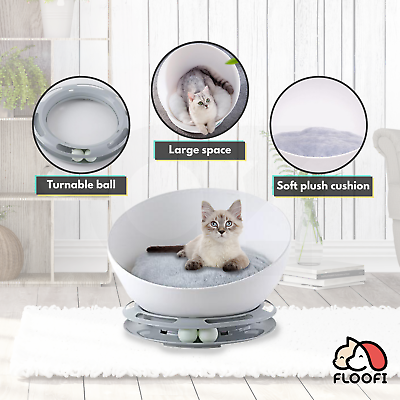 Pet Bed Cat 2 in 1 With Turntable Toy (Grey)