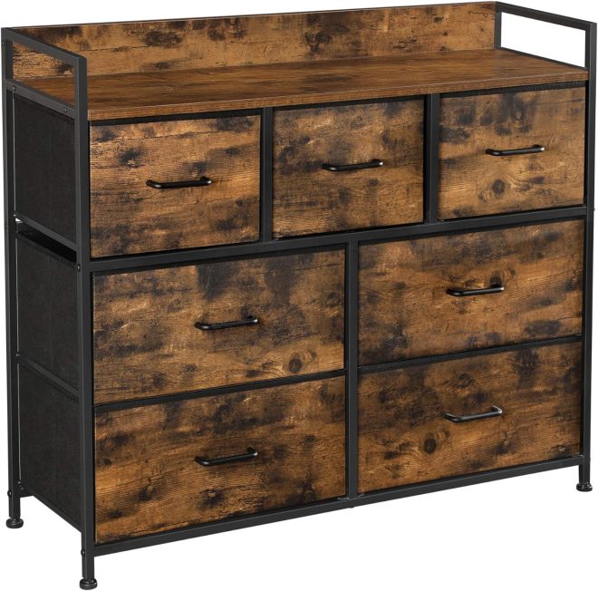 Dresser for Bedroom Chest of Drawers Rustic Brown and Black