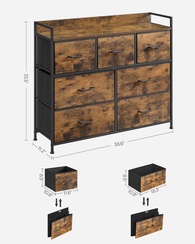 Dresser for Bedroom Chest of Drawers Rustic Brown and Black